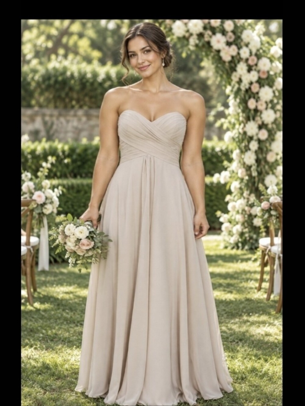 Allure Bridals Strapless, Chiffon Dress, Size 10 (US)